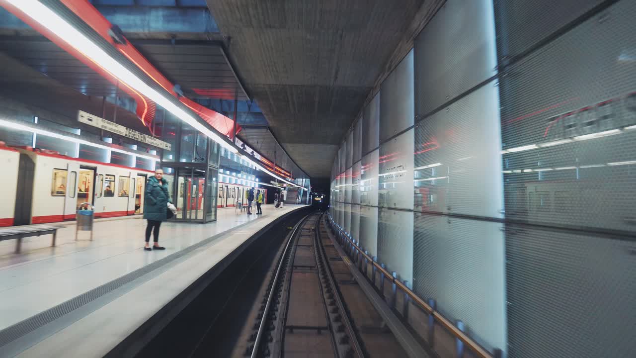 GERMANY, NUREMBERG - MARCH 10, 2020: Underground tunnel and metro station Ziegelstein