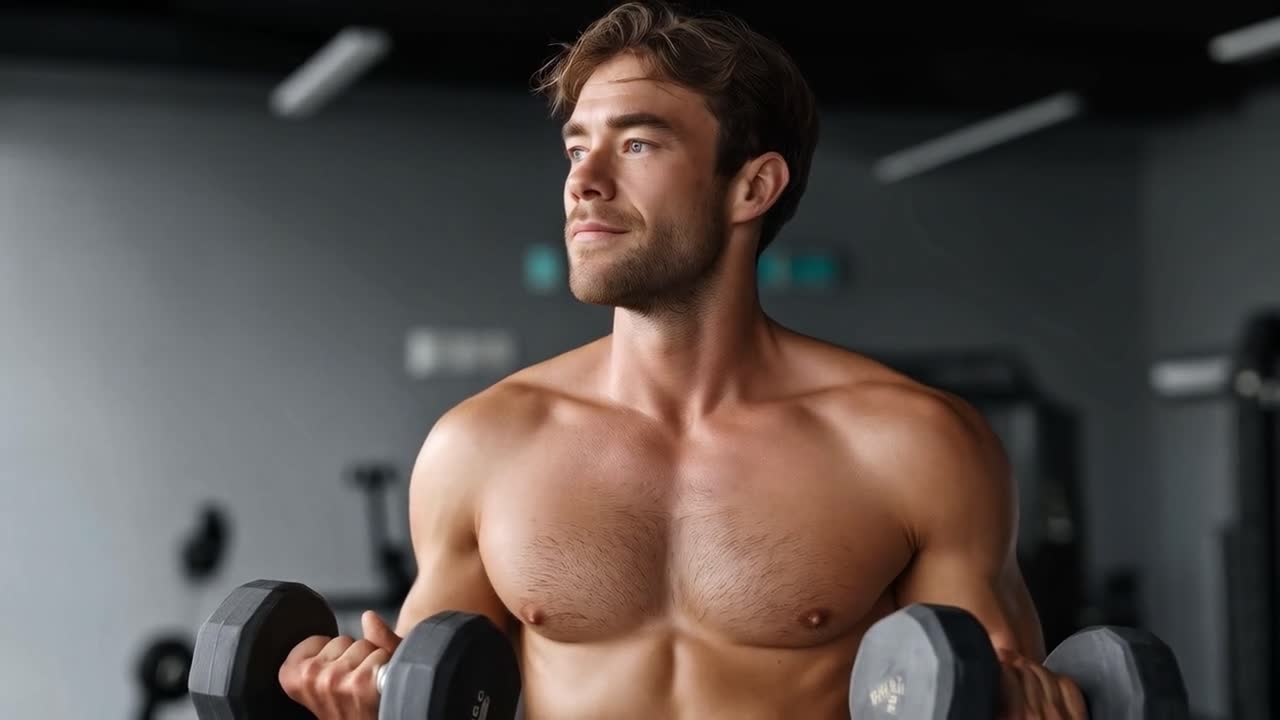 Hombre levantando pesas en un gimnasio