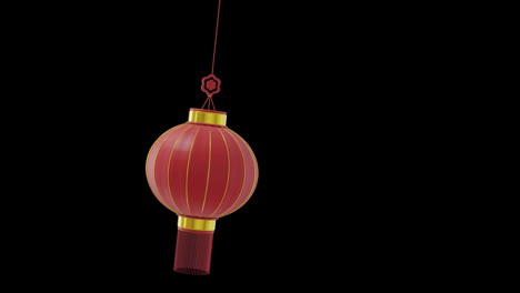 Animation-of-chinese-red-lamp-hanging-with-copy-space-on-black-background