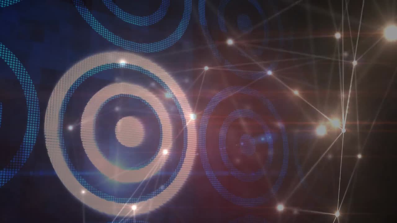 animación de conexiones y círculos en el espacio negro