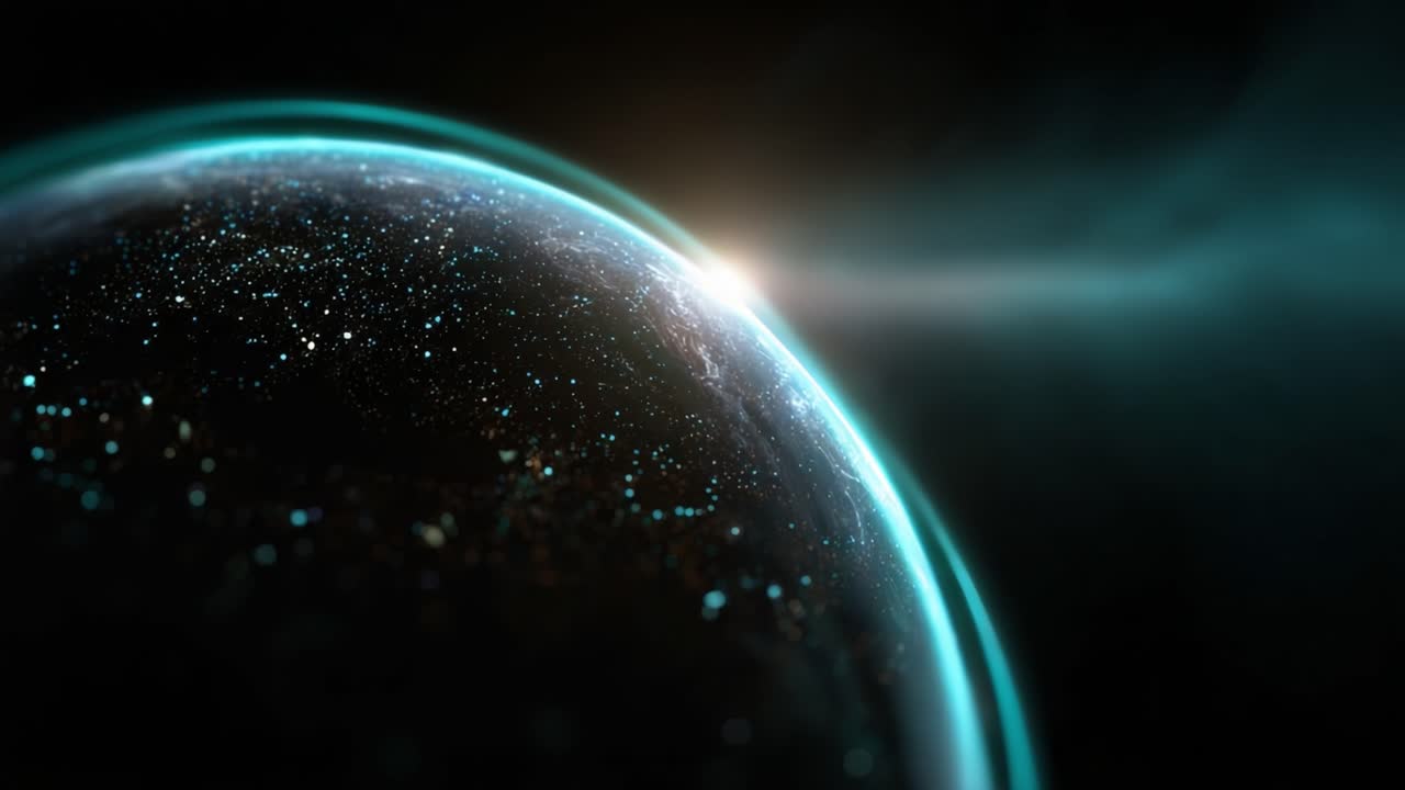 Stunning Visual of a Distant Planet's Atmosphere with Dazzling Stars and a Glorious Celestial Light Breaking Through the Darkness of Outer Space