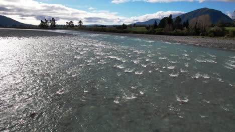 scenic hokitika river in south island, new zealand - drone shot