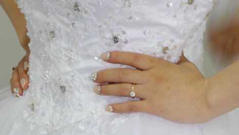wide shot of  bride - bridemaid wedding dress