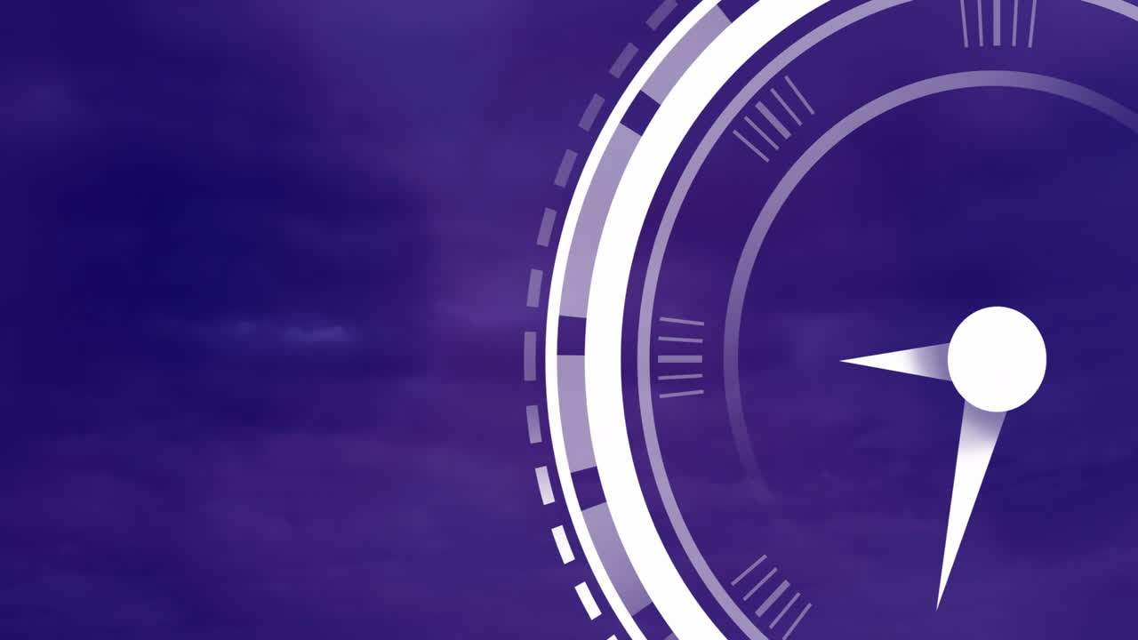 Animazione di scansione mirino con orologio digitale su nuvole