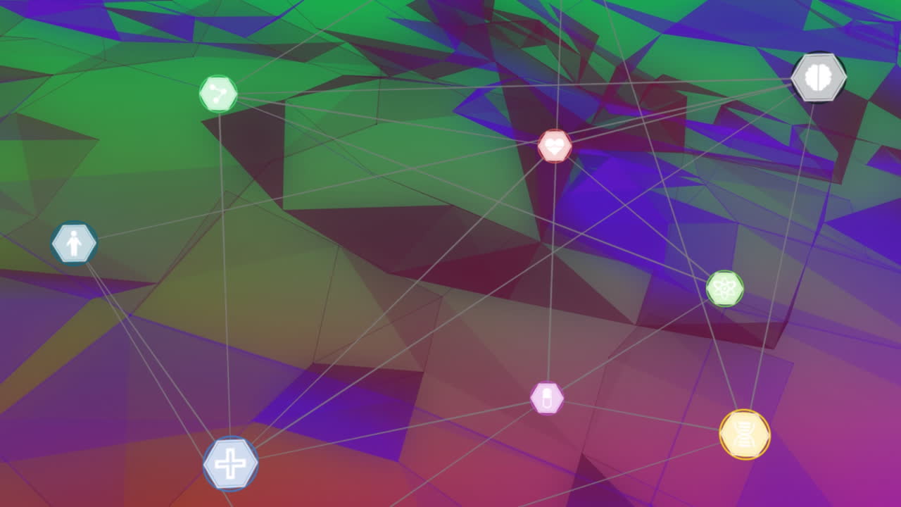 Animation of shapes over black background