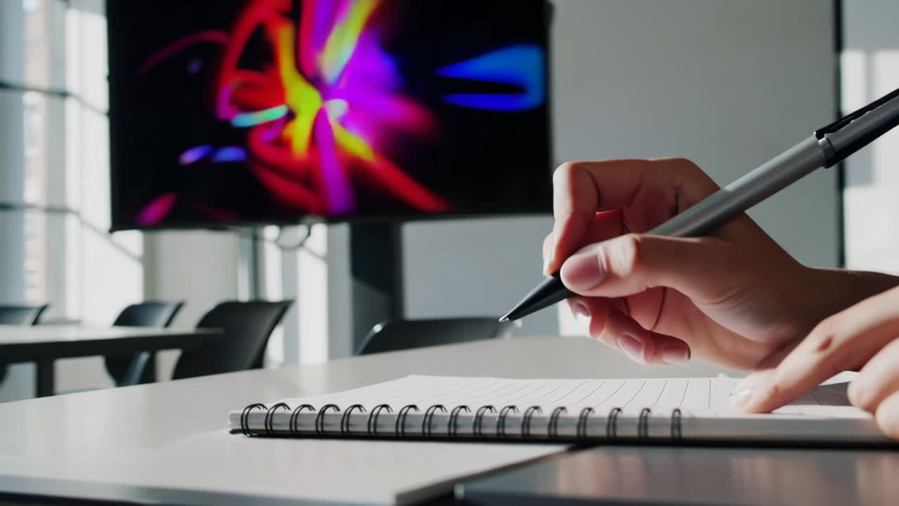 Student working in a modern classroom
