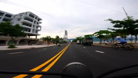 Driving through a Coastal City in Vietnam
