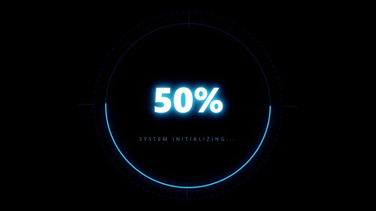 Digital Loading Progress Bar with System Initializing Text