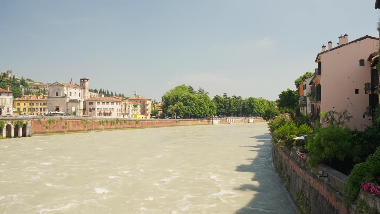 Adige River In Italy - Panning Shot