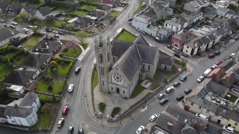 parish church of assumption in howth dublin, ireland - aerial drone shot