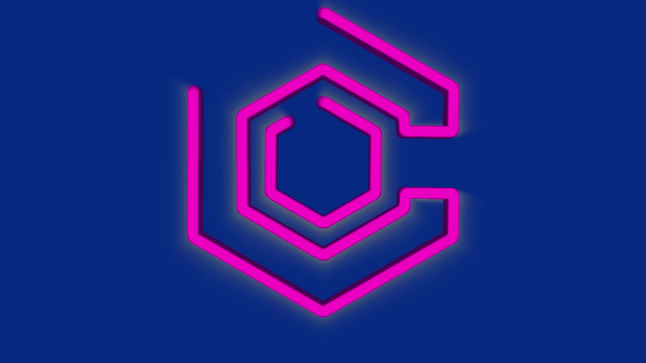 Animazione minimalista 3D per la rivelazione di un logo con forme geometriche
