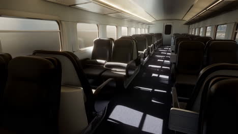 empty interior view of a train or public transport coach