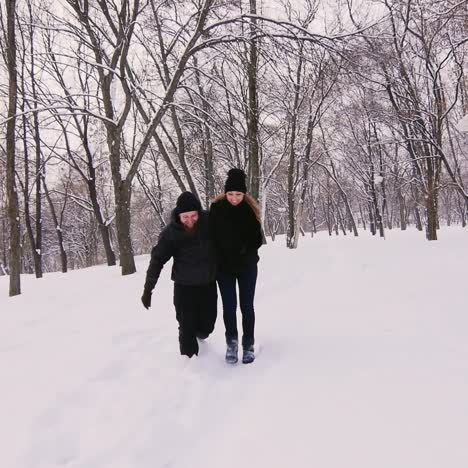 friends having fun in a winter scene