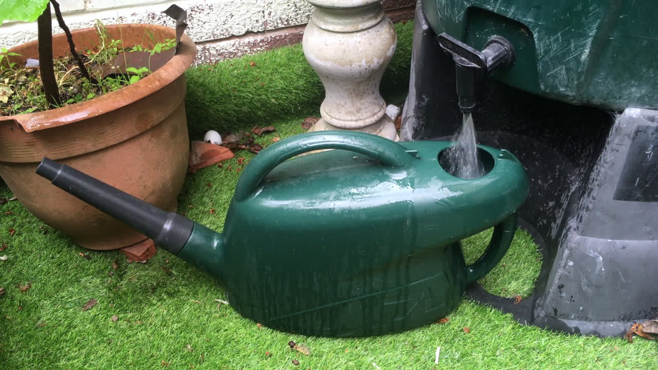 물 꽁초에서 물을 채울 수 있는 물뿌리개