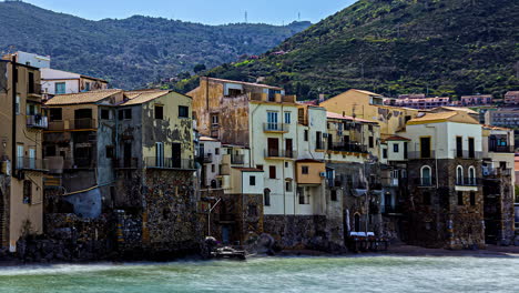 seaside old town in cefalu, palermo region, sicily island, in italy