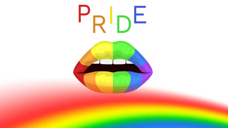 animation of pride text over rainbow lips