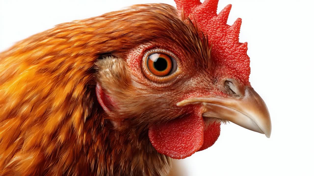 Close-Up Insights into a Chicken's Eye: An Examination of the Feathered Subject’s Unique Features and Characteristics Captured in Stunning Detail