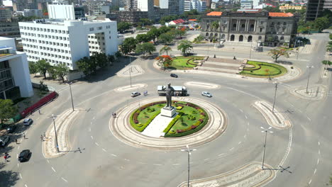 aerial view of praca da independencia (independence square) in maputo, mozambique.