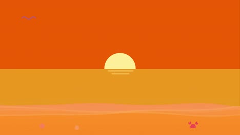 sunset animation on the beach