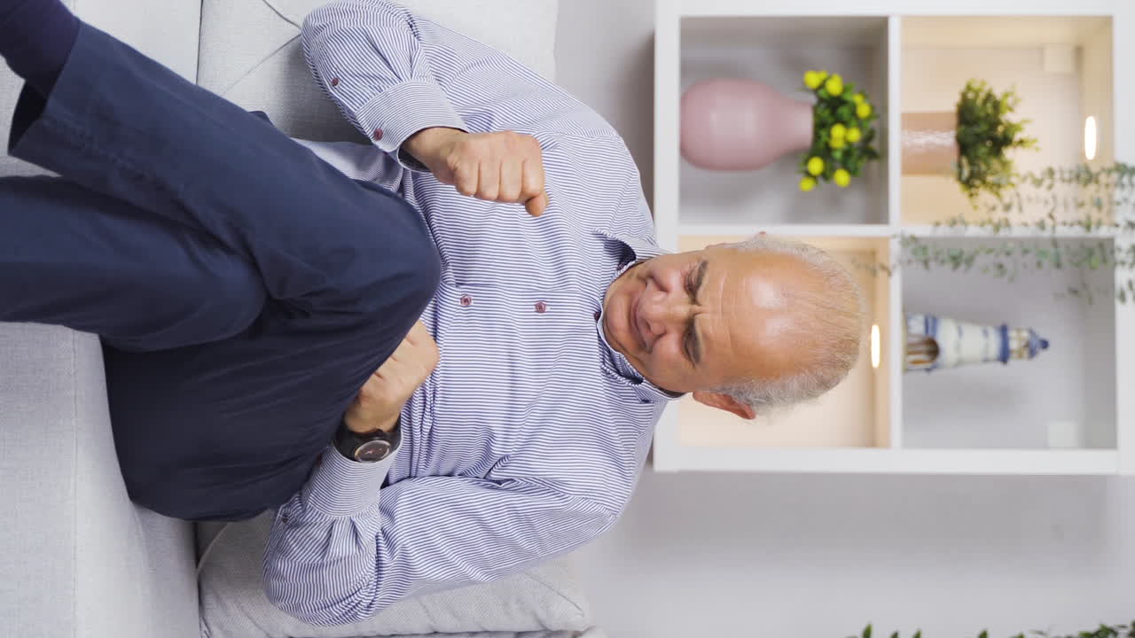 Vertical video of Old man with family problems abandoned.