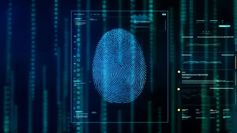 digital fingerprint scan and biometric authentication with futuristic ui