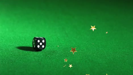 animación de estrellas en movimiento sobre los dados en el tablero verde