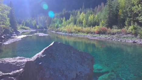 Beautiful-color-in-the-clear-waters-in-Glacier-National-Park,-glacier-melt-water