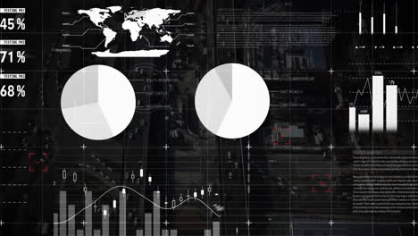 Animation-of-financial-data-processing-over-grid-and-dark-background