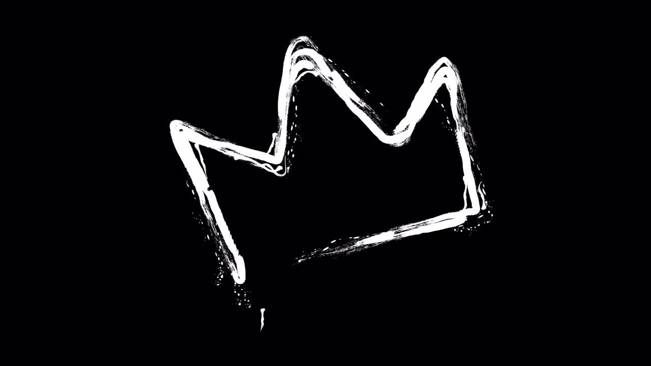 Animated Hand-Drawn Grunge Crown Appearing on Black Background