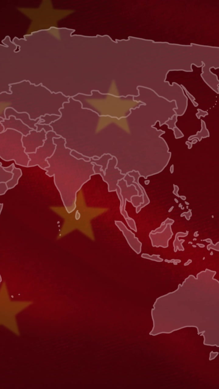 Animazione di mappa del mondo e bandiera della Cina
