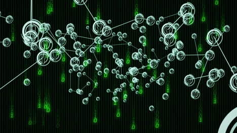 animation of data processing over network of connections with icons