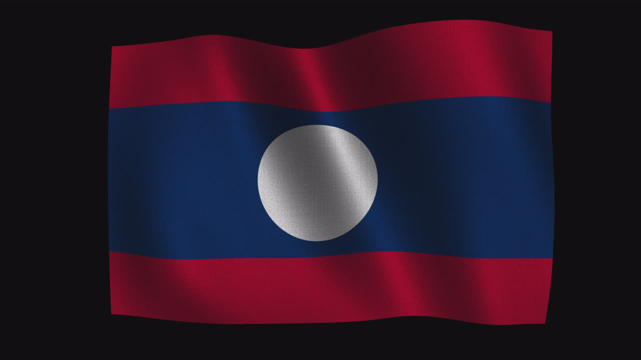 Siyah Arka Plan Üzerinde Dalgalanan Laos Bayrağı