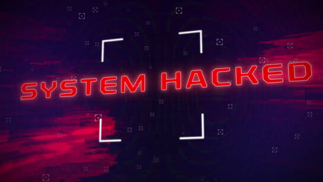 animation of data processing and system hacking text with scope