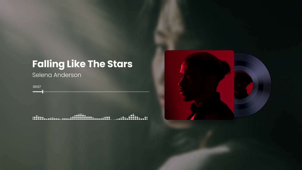 Music Player Interface with Animated Audio Waveform and Album Art