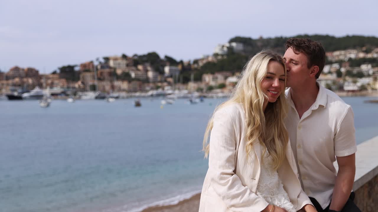 Romantic Couple Kissing by the Sea