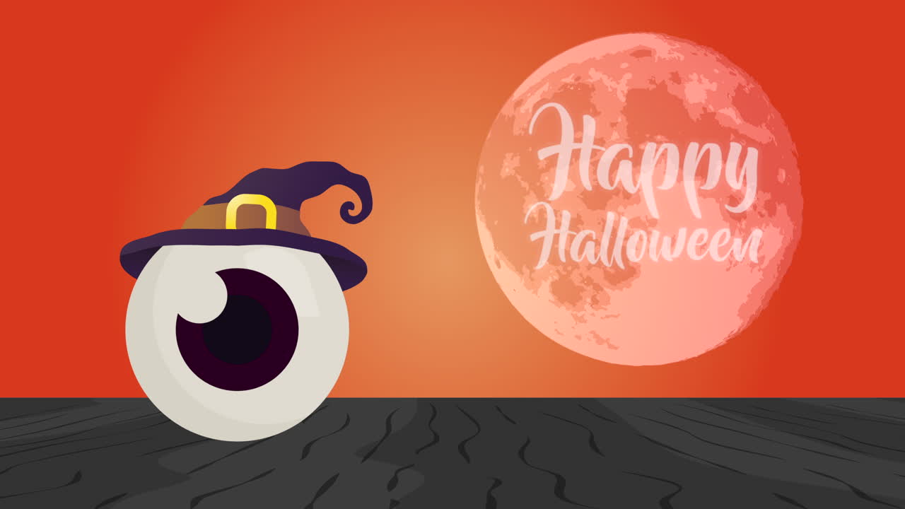 눈과 마녀 모자와 함께 할로윈 어두운 장면