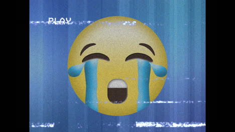 animación del icono de emoji triste sobre la pantalla de reproducción con perturbación