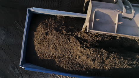 excavadora cargando el suelo en el camión de descarga