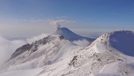 Vulkan-Popocatepetl,-Von-Der-Spitze-Des-Vulkans-Iztaccihuatl-Aus-Gesehen