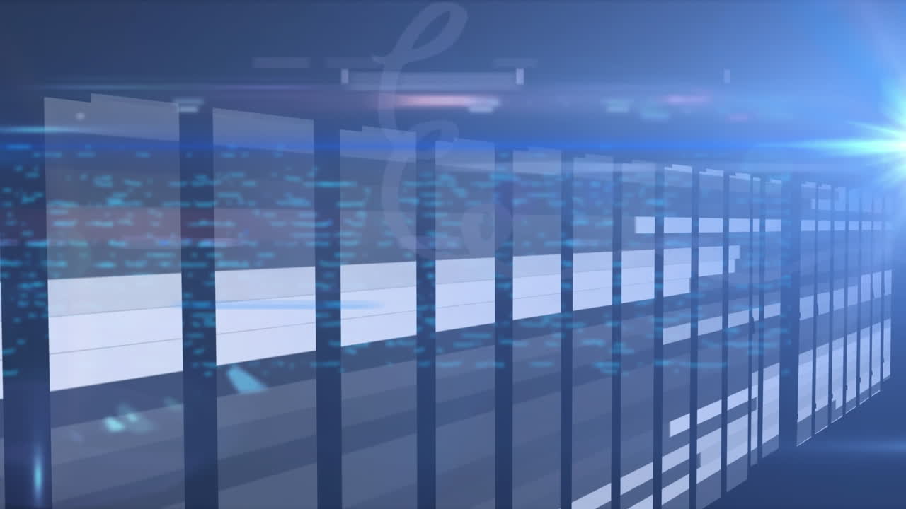 컴퓨터 서버 및 데이터 처리의 애니메이션