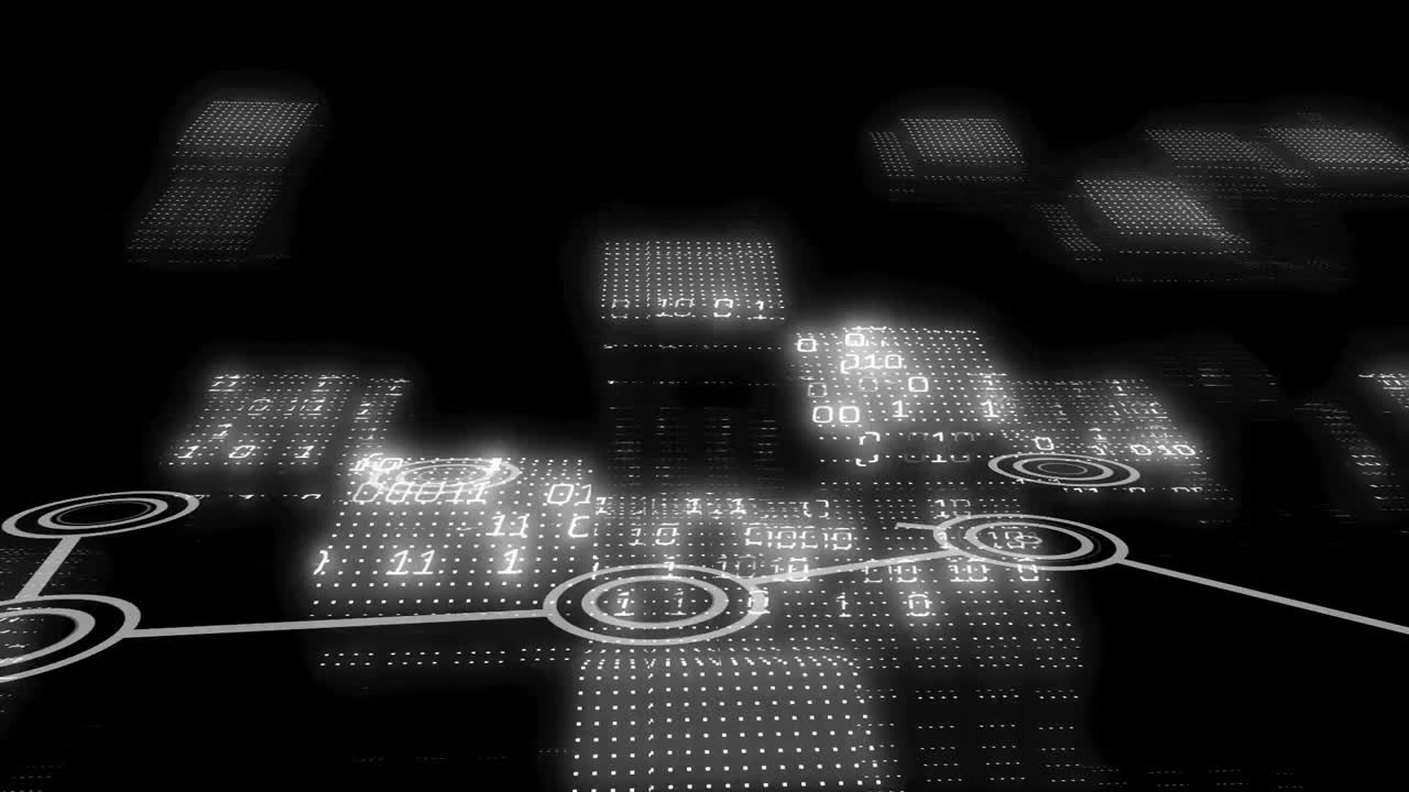 검은색 배경에 데이터 처리의 애니메이션