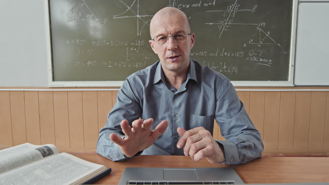 POV of Male Professor Teaching Maths Online