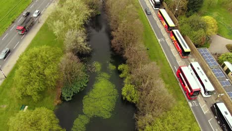 aerial shot of beautiful pond in london