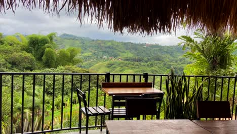 Balcony-of-the-main-hut-of-a-luxury-hotel-with-views-to-the-jungle-in-Colombia