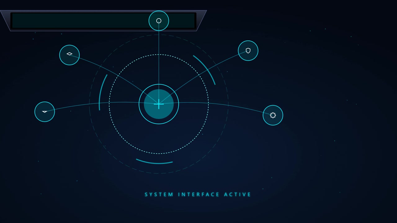 Futuristic Digital Interface HUD with Expanding Circular Data Nodes