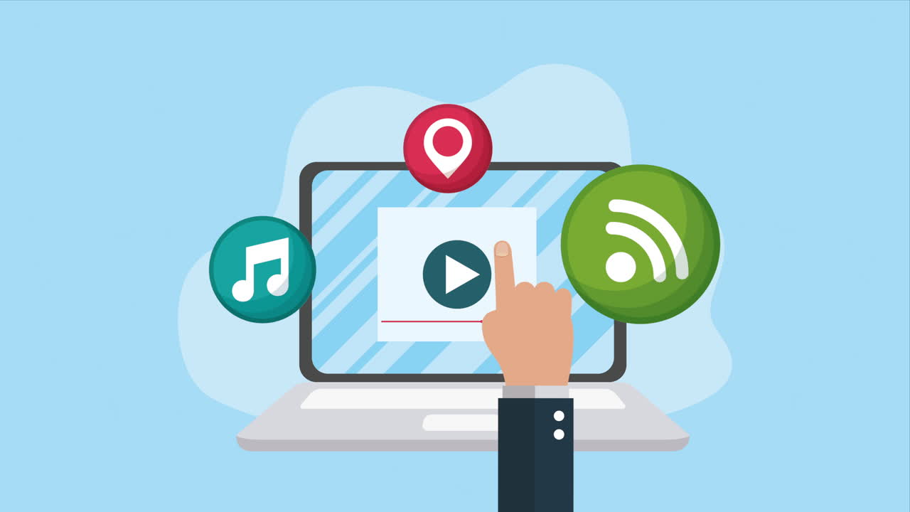 computador portátil dispositivo tecnológico animação