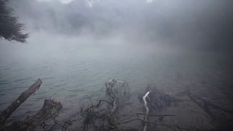 steaming geothermal lake