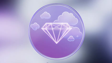 digital diamond and cloud computing icon