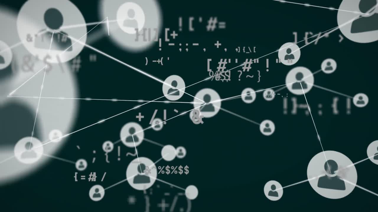 연결된 프로파일 아이콘의 애니메이션 컴퓨터 특수 문자