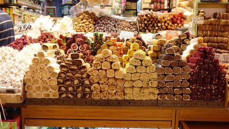 turkish delight and sweets in a market stall